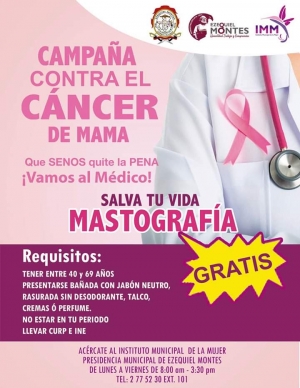 #EzequielMontes Invita Instituto Municipal de la Mujer a participar en la campaña de mastografías gratuitas