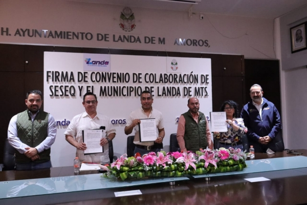 Firman convenio de colaboración  entre la SESEQ y el Gobierno de Landa