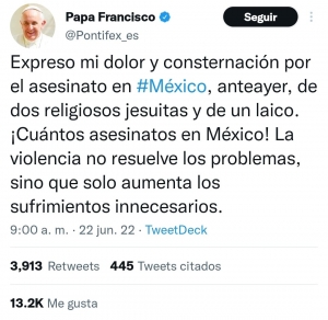 ¡Cuántos asesinatos en México!, lamenta el Papá Francisco