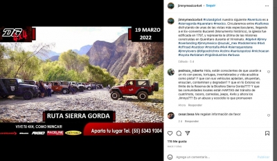 Serranos rechazan evento 4x4 en Rio Extoraz