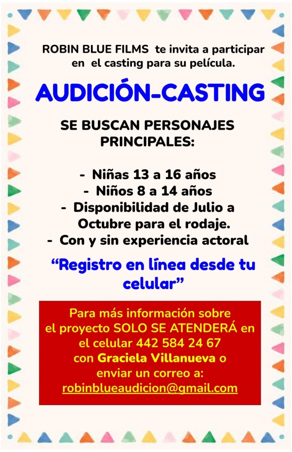 Invitan a participar en casting para el proyecto- película Robin Blue Films