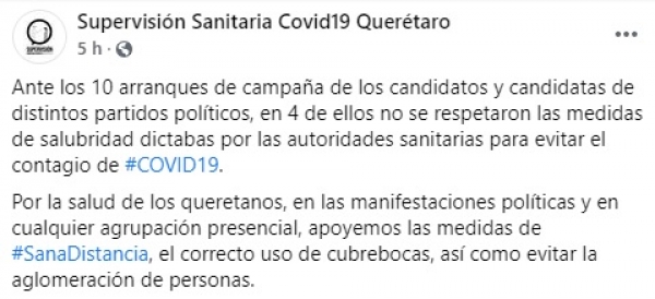 4 candidatos no respetaron medidas de sanidad