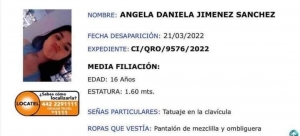 #FiscalíaQro informa que continúan en la busqueda de  Angela Daniela