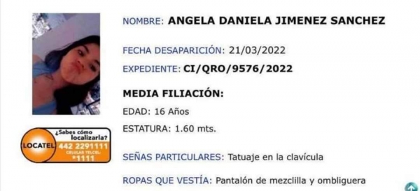 #FiscalíaQro informa que continúan en la busqueda de  Angela Daniela