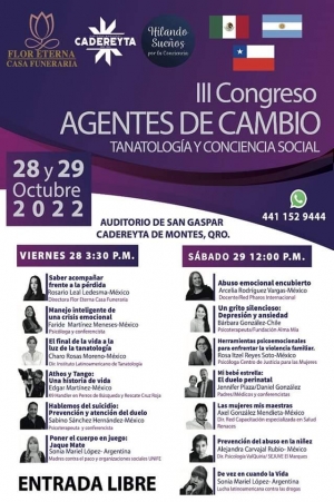 Tanatología y Conciencia Social en el 3er Congreso Agentes de Cambio