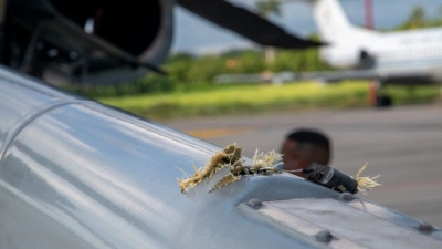 Disparan a helicóptero de presidente Colombiano